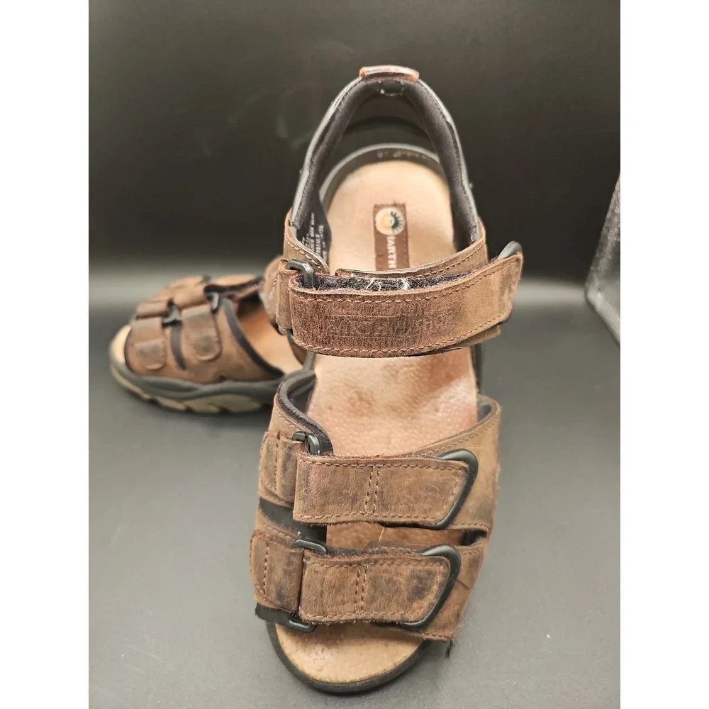 Earth Spirit Mens Hiking Sandal Gelron CushionWalking Leather Brown Size 8 DD